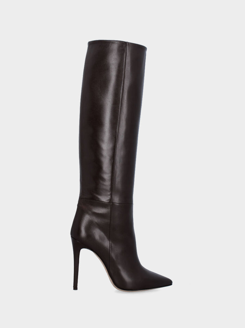 Stivale in nappa testa di moro con tacco stiletto