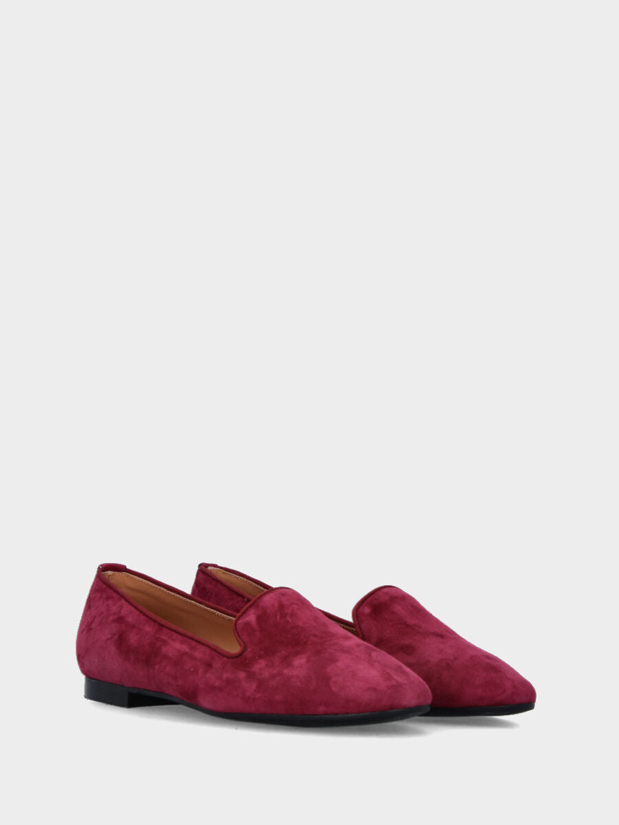 Pantofolina in camoscio bordeaux con tacco flat