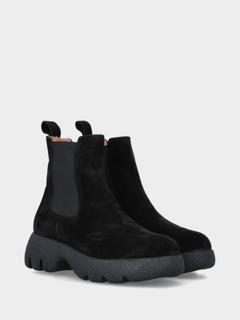 Beatles in velour nero con fondo incavato dentellato