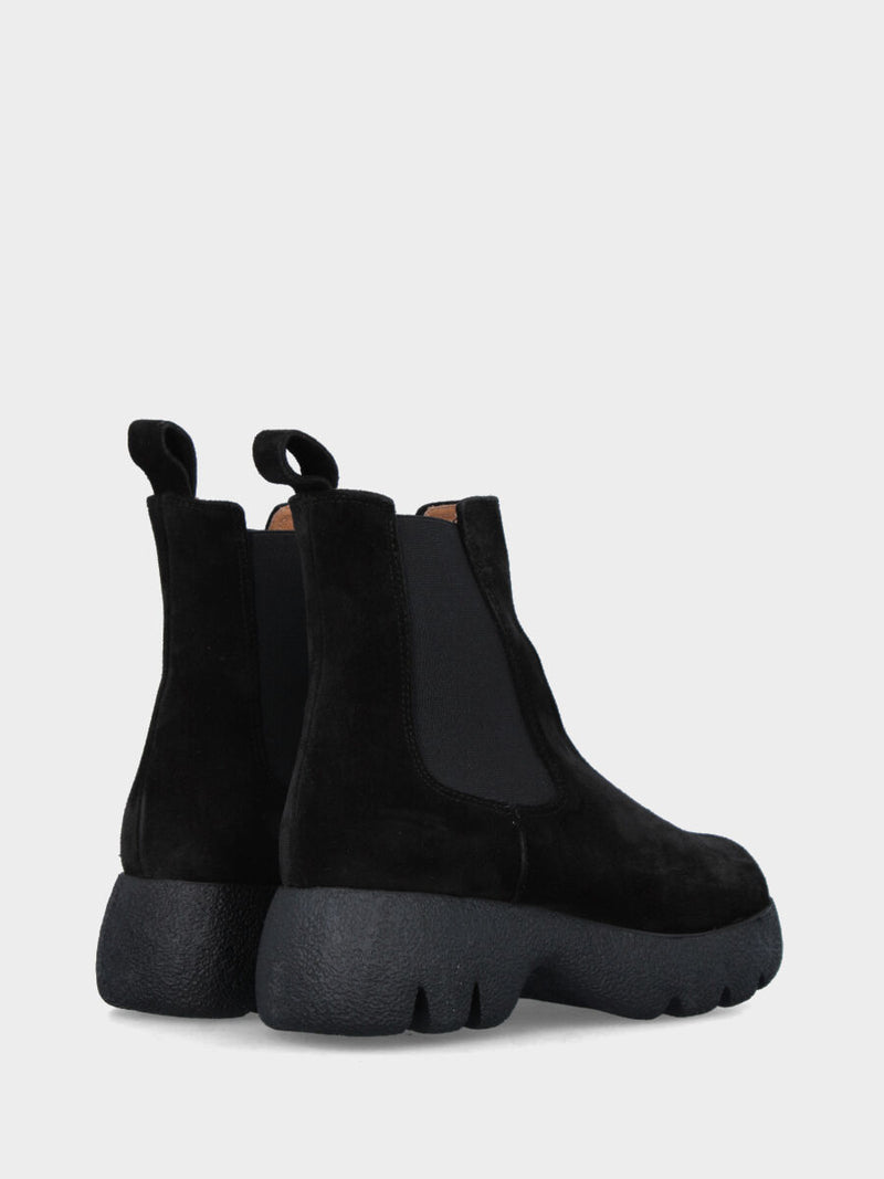 Beatles in velour nero con fondo incavato dentellato