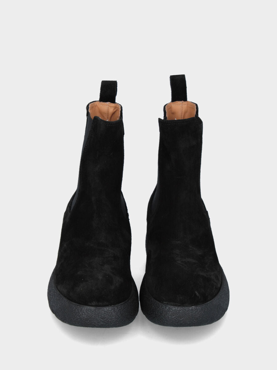 Beatles in velour nero con fondo incavato dentellato