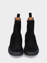 Beatles in velour nero con fondo incavato dentellato