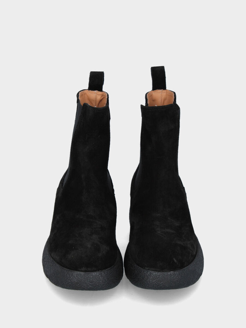 Beatles in velour nero con fondo incavato dentellato