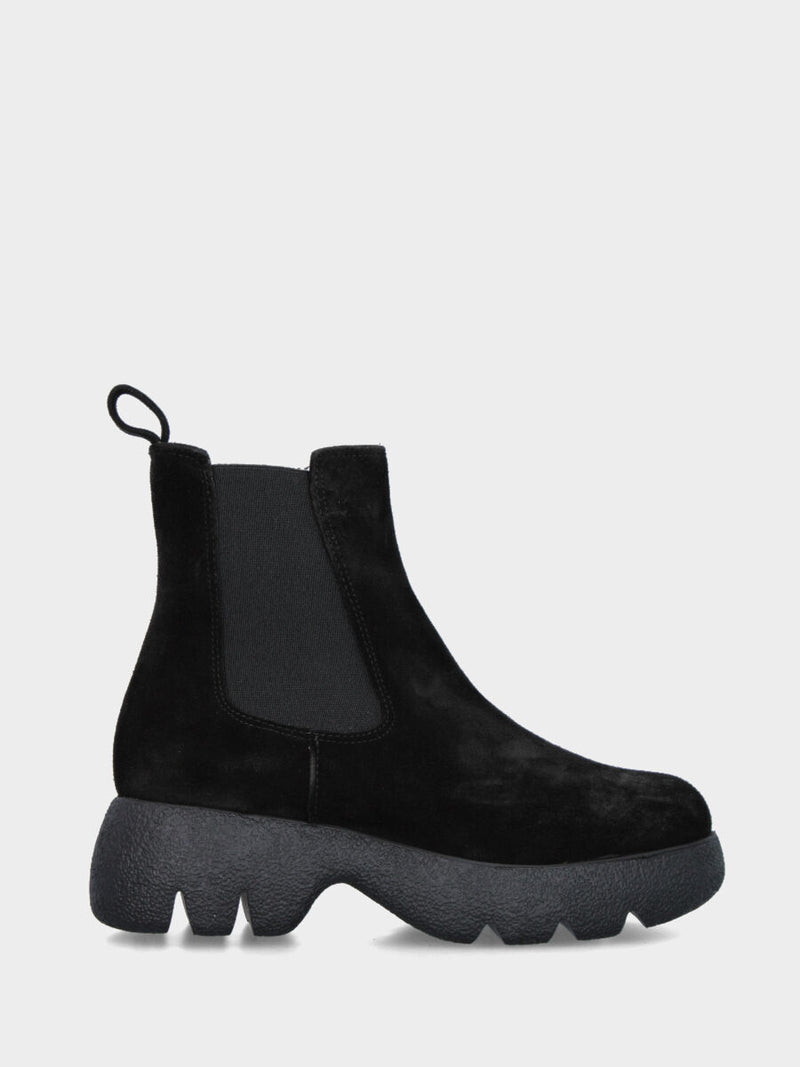 Beatles in velour nero con fondo incavato dentellato