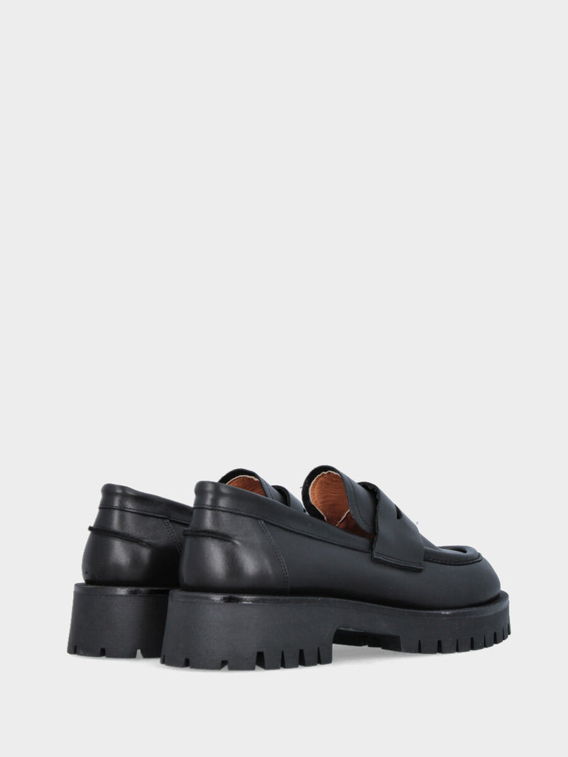 Mocassino monoblocco in vitello nero con platform