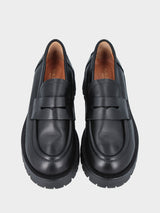 Mocassino monoblocco in vitello nero con platform