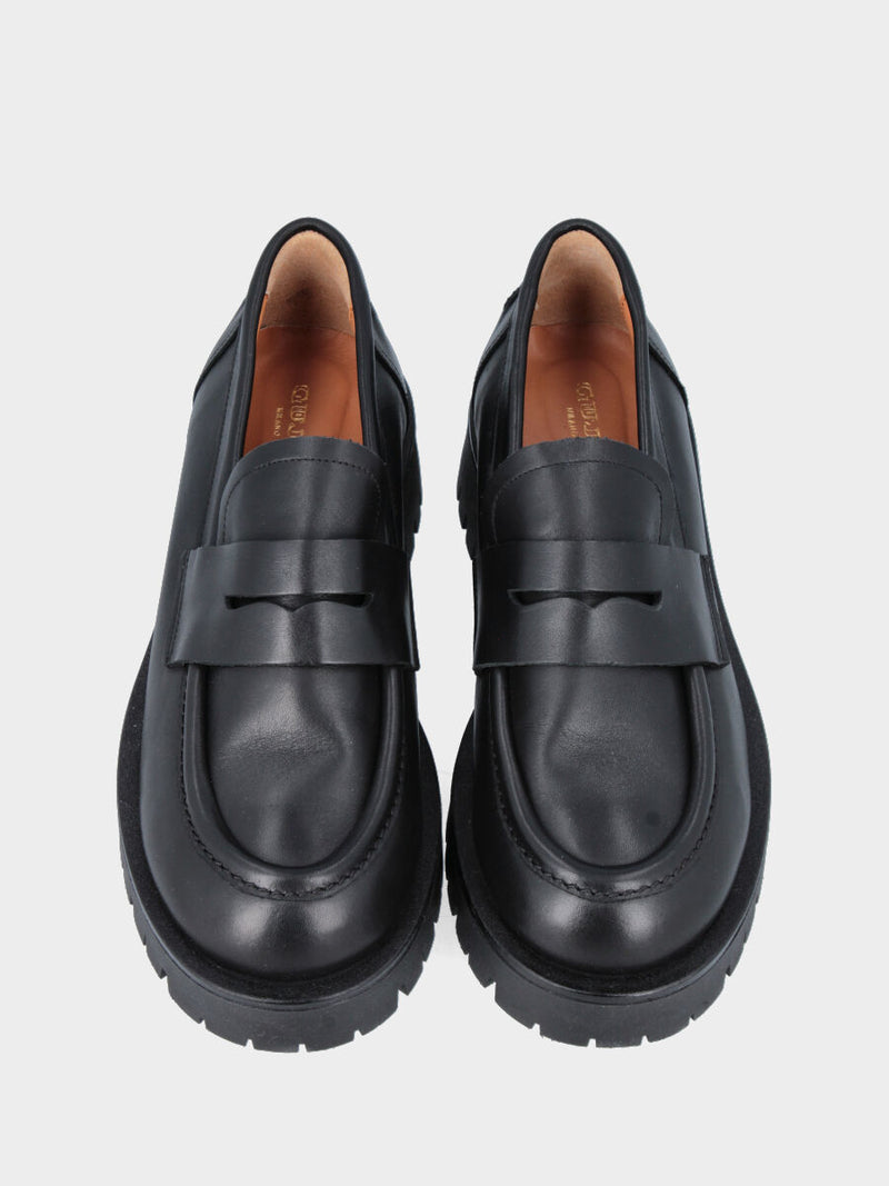 Mocassino monoblocco in vitello nero con platform