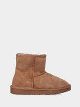 Stivaletto in camoscio marrone con interno in montone