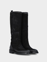 Camperos in velour nero con ricami in pianta