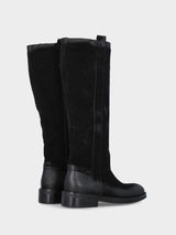 Camperos in velour nero con ricami in pianta