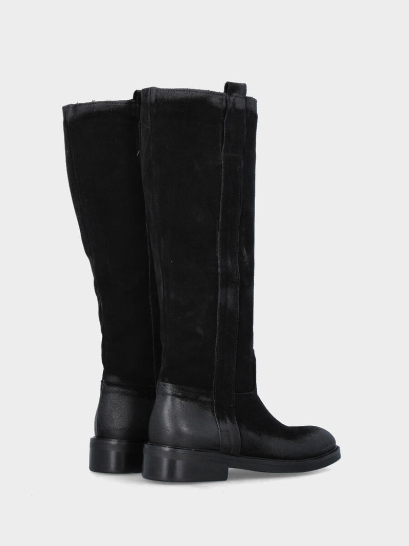 Camperos in velour nero con ricami in pianta