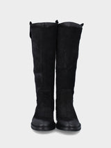 Camperos in velour nero con ricami in pianta