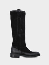 Camperos in velour nero con ricami in pianta