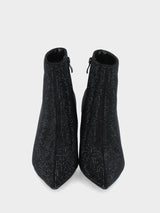 Stivaletto in camoscio nero con cristalli e tacco a calice