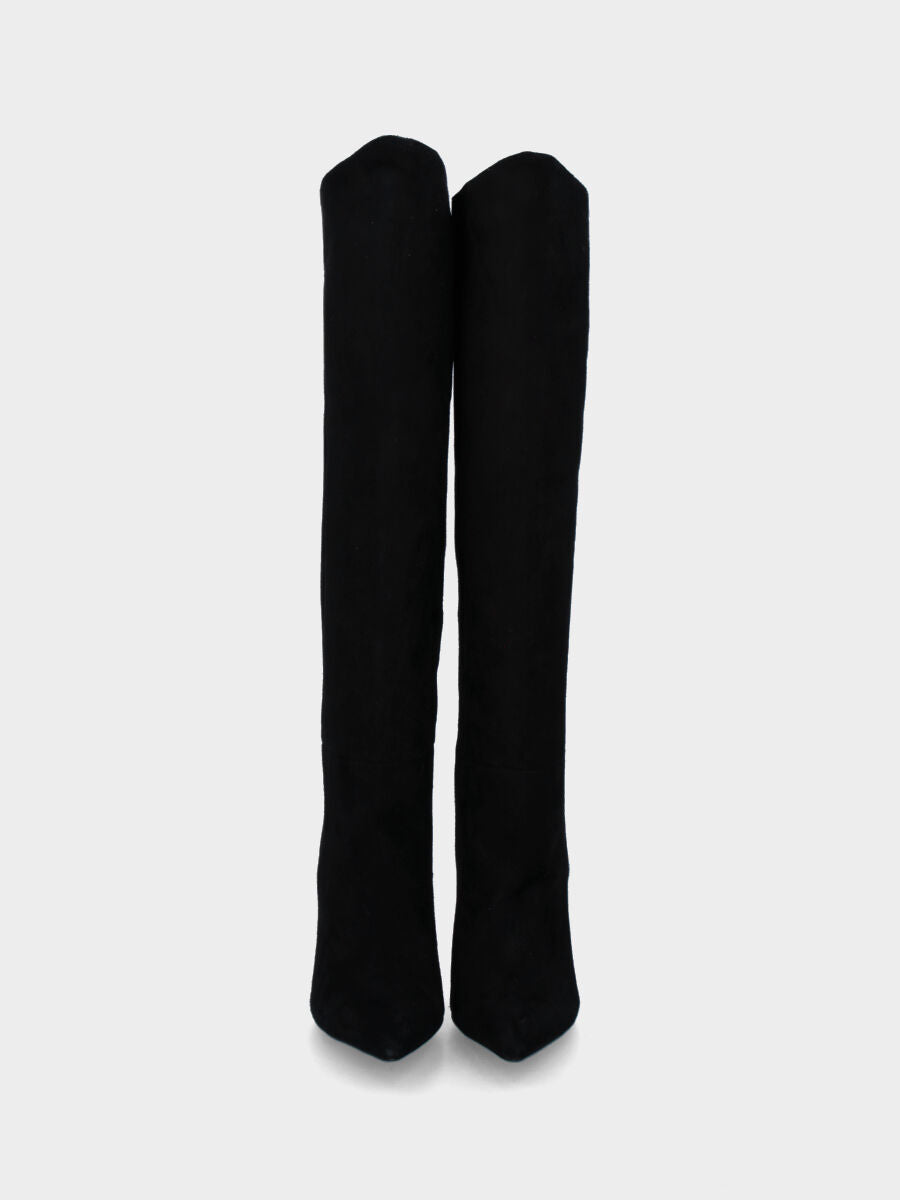 Stivale in camoscio nero con cerniera e tacco a stiletto 110 mm