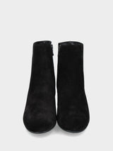Stivaletto in camoscio nero con tacco largo e cerniera