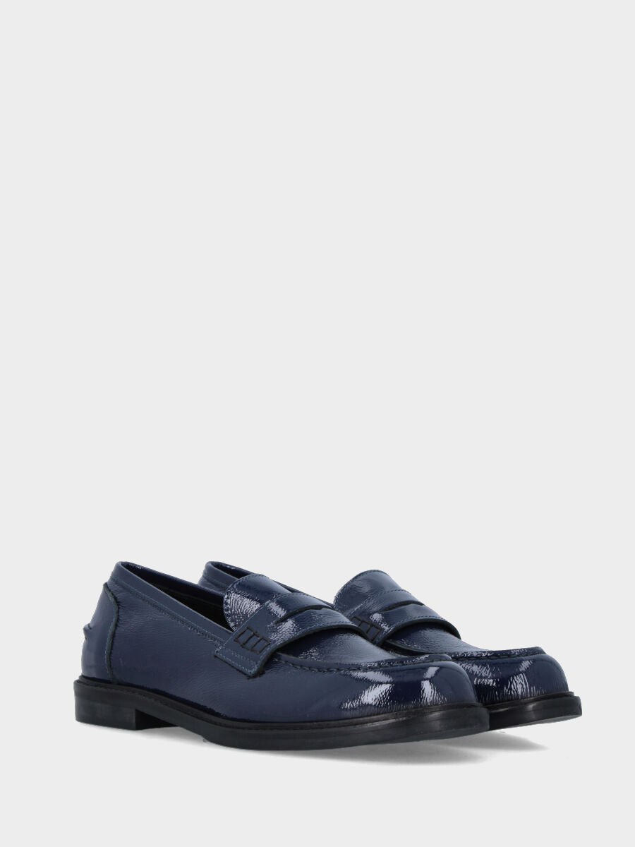 College moccasin in blue naplak and rubber sole
