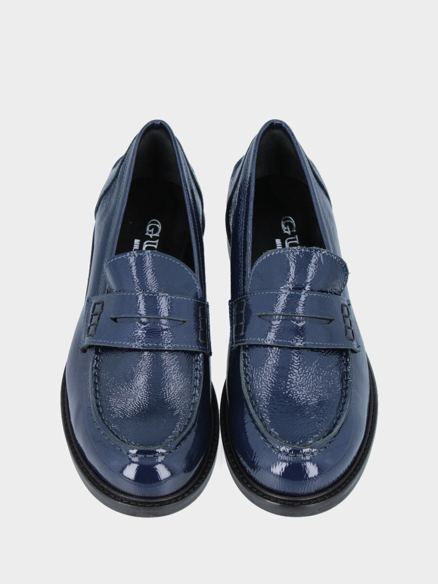 College moccasin in blue naplak and rubber sole