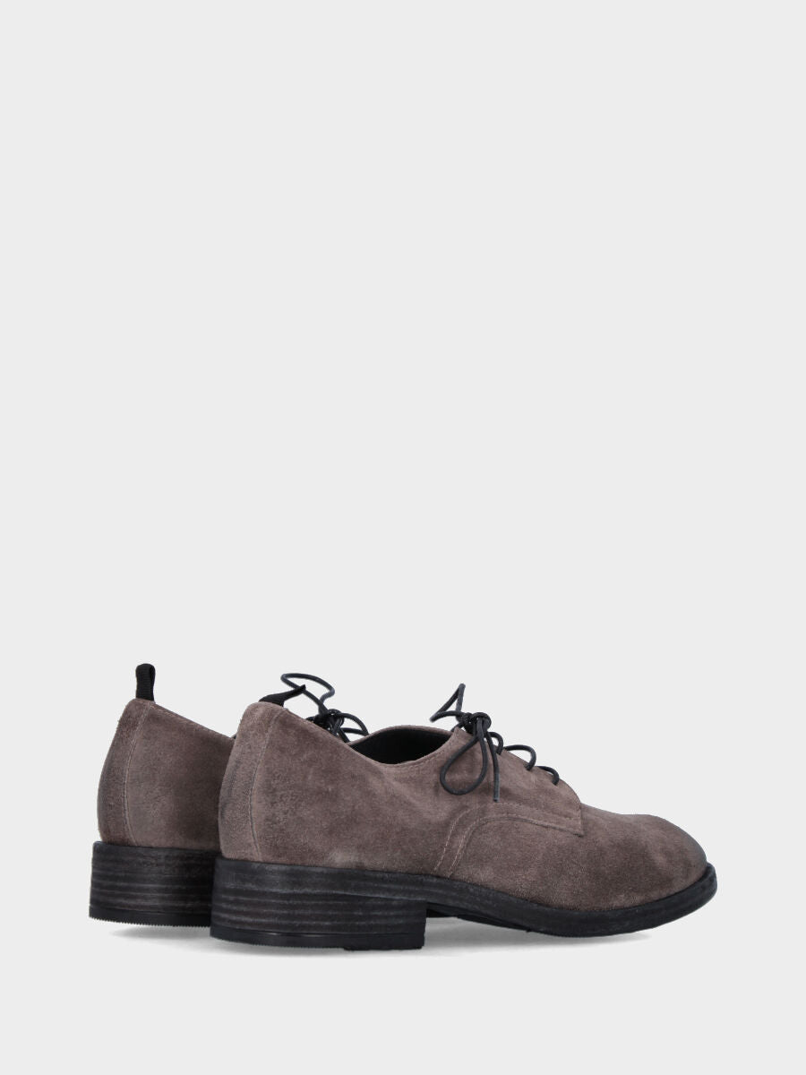 Smooth derby in taupe gray split leather with 30 mm heel