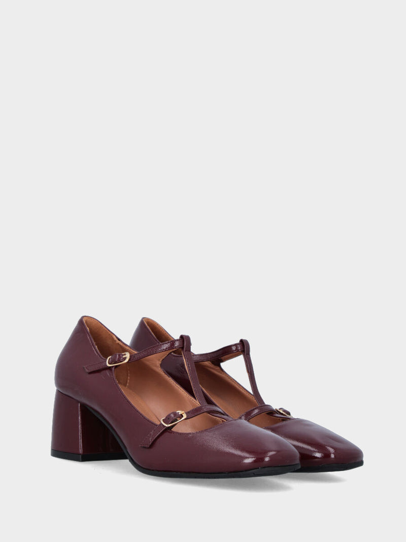 Charleston in verlux bordeaux con cinturini e aperta ai lati