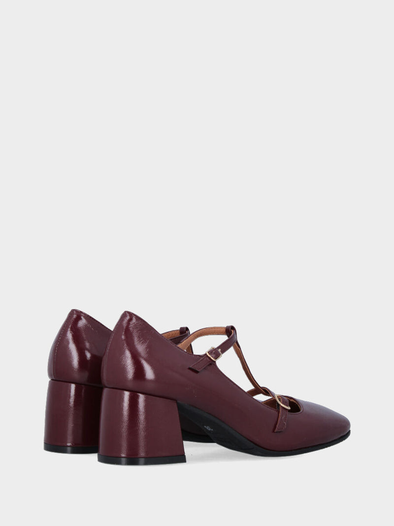 Charleston in verlux bordeaux con cinturini e aperta ai lati