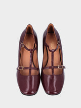 Charleston in verlux bordeaux con cinturini e aperta ai lati