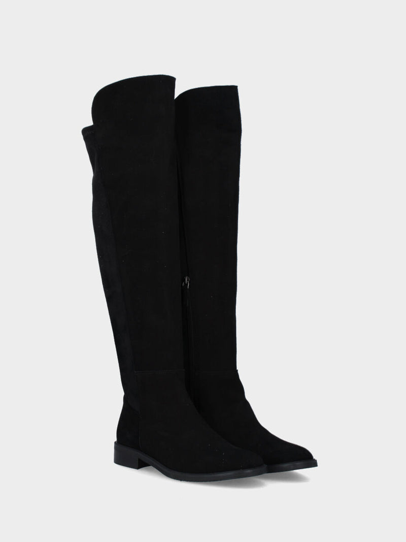 Stivale in camoscio nero con gambale elasticizzato