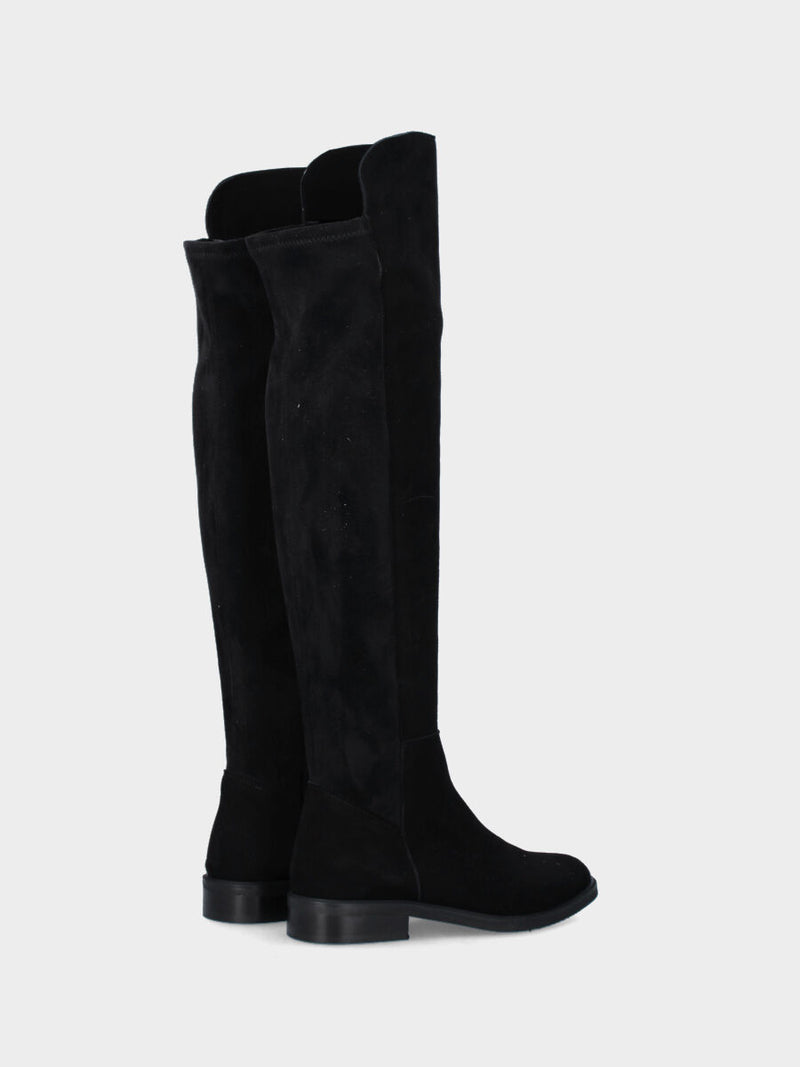 Stivale in camoscio nero con gambale elasticizzato