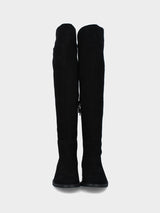 Stivale in camoscio nero con gambale elasticizzato
