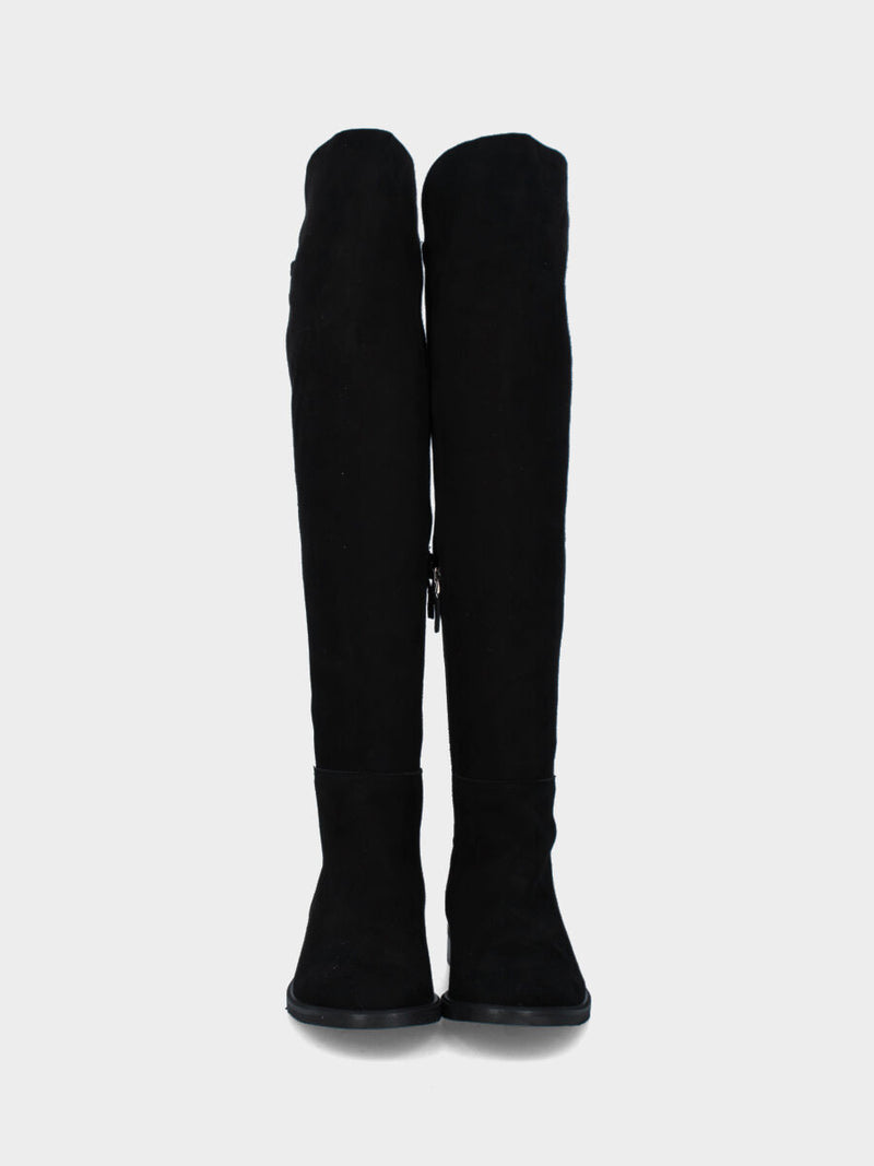 Stivale in camoscio nero con gambale elasticizzato
