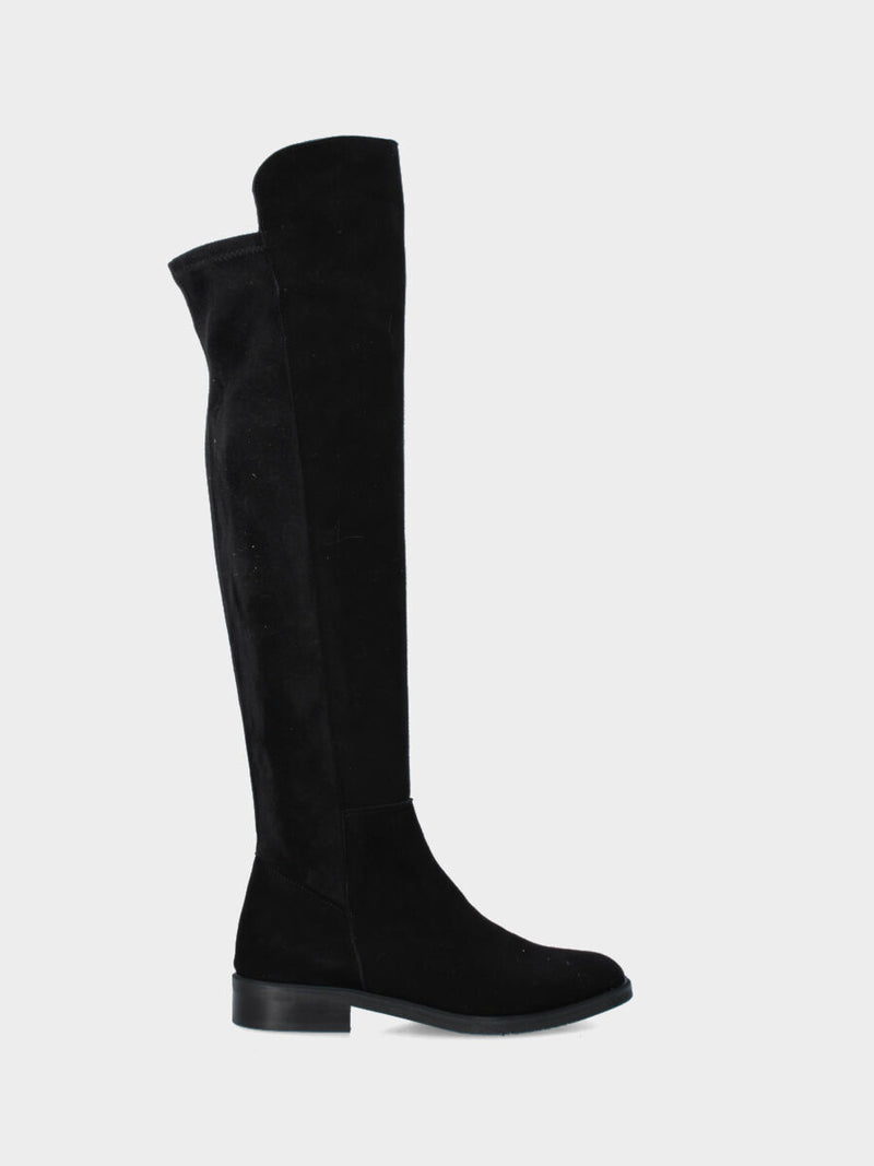 Stivale in camoscio nero con gambale elasticizzato