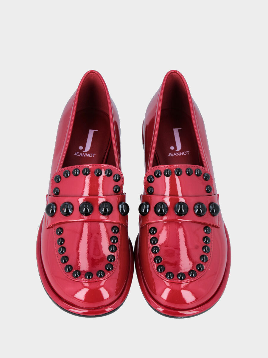 Sandalo monoblocco in vitello rosso con fascia ripiegata