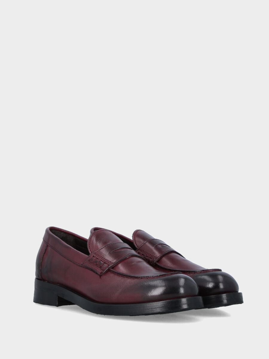 Mocassino in cavallo bordeaux con tacco 30 mm