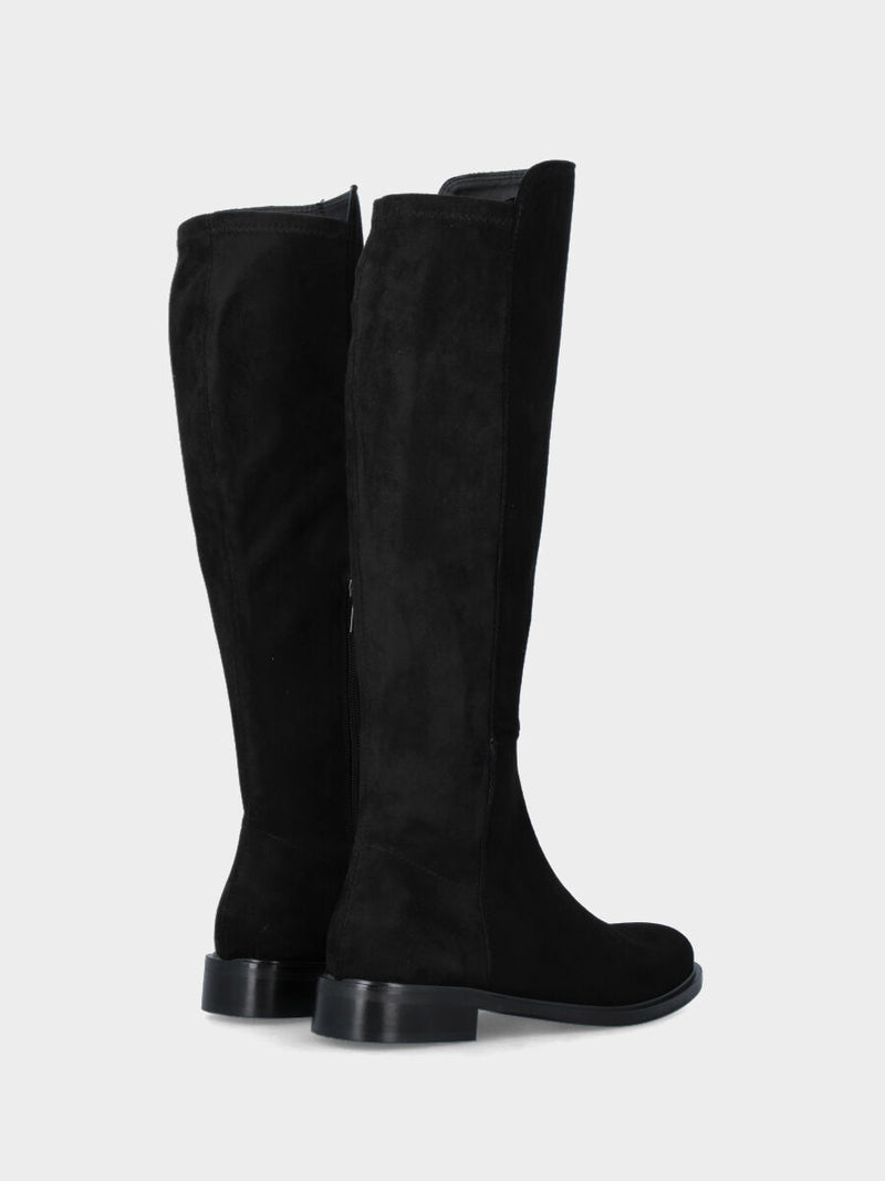 Stivale in camoscio nero con retro elasticizzato e mezza cerniera