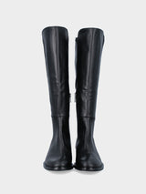 Stivale in nappa nera con retro elasticizzato e mezza cerniera