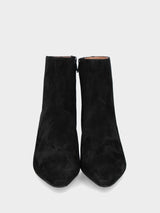 Stivaletto in camoscio nero con giro tacco metallico