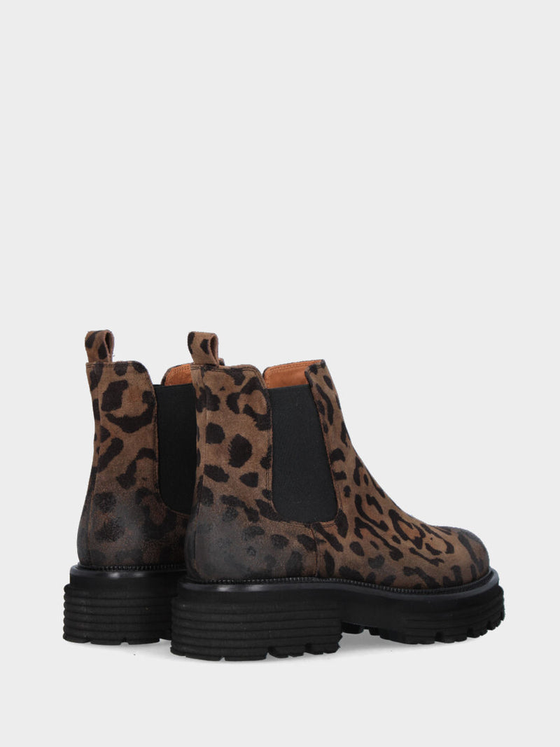 Beatles in velour leopardato con tacco e platform da 30 mm