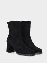 Stivaletto in alcantara elasticizzato nero con tacco applicato