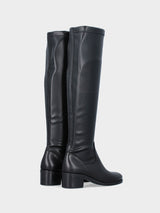 Stivale in vitello nero con gambale elasticizzato in ecopelle