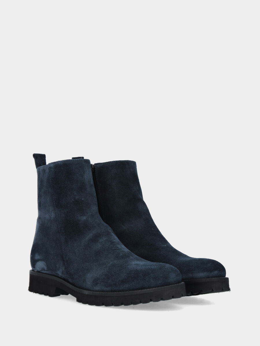Blauer Wildleder-Stiefelette mit Reißverschluss und extra leichter Sohle