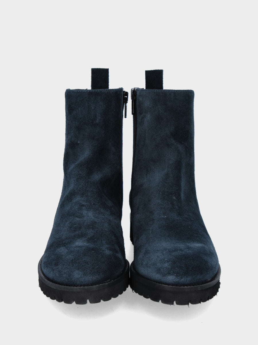 Blauer Wildleder-Stiefelette mit Reißverschluss und extra leichter Sohle