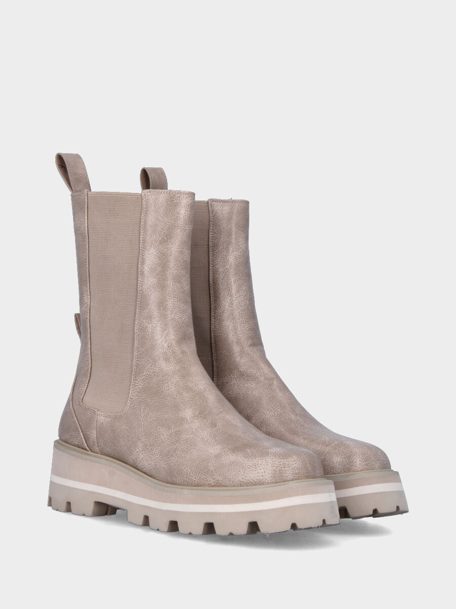 Beatles on beige eco-leather monobloc with wedge and platform