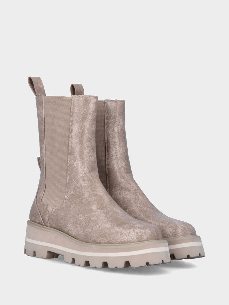 Beatles su monoblocco in ecopelle beige con zeppa e platform
