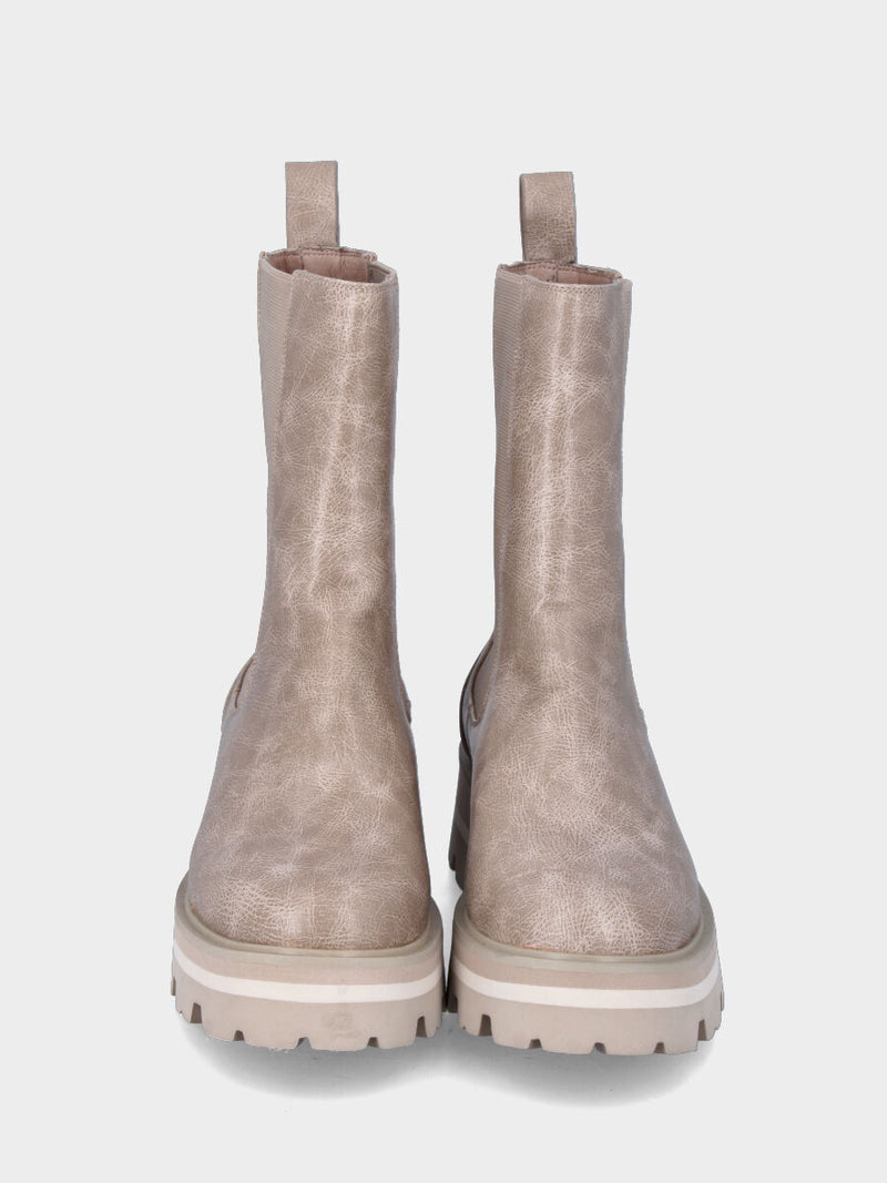 Beatles su monoblocco in ecopelle beige con zeppa e platform