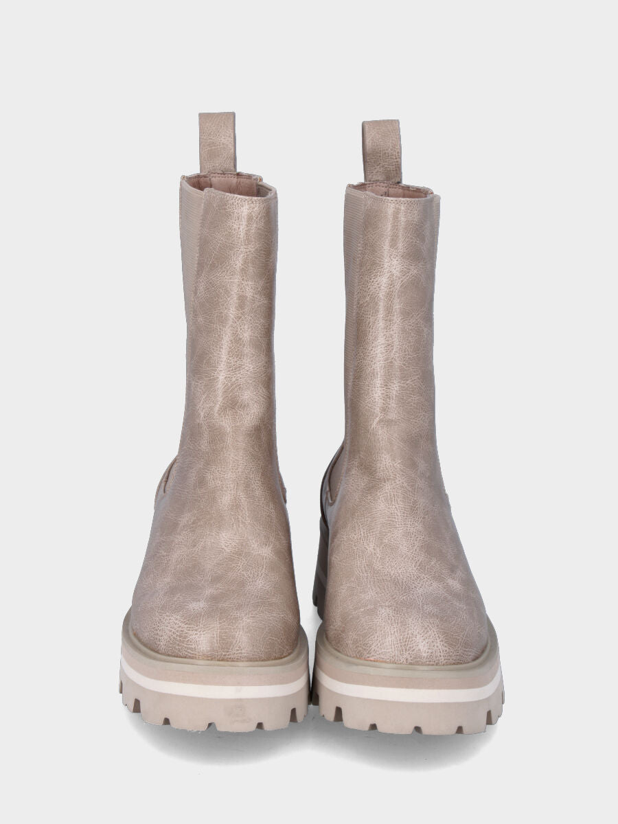 Beatles on beige eco-leather monobloc with wedge and platform