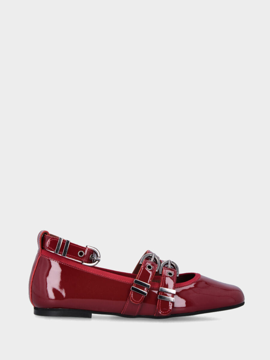 Sandalo monoblocco in vitello rosso con fascia ripiegata