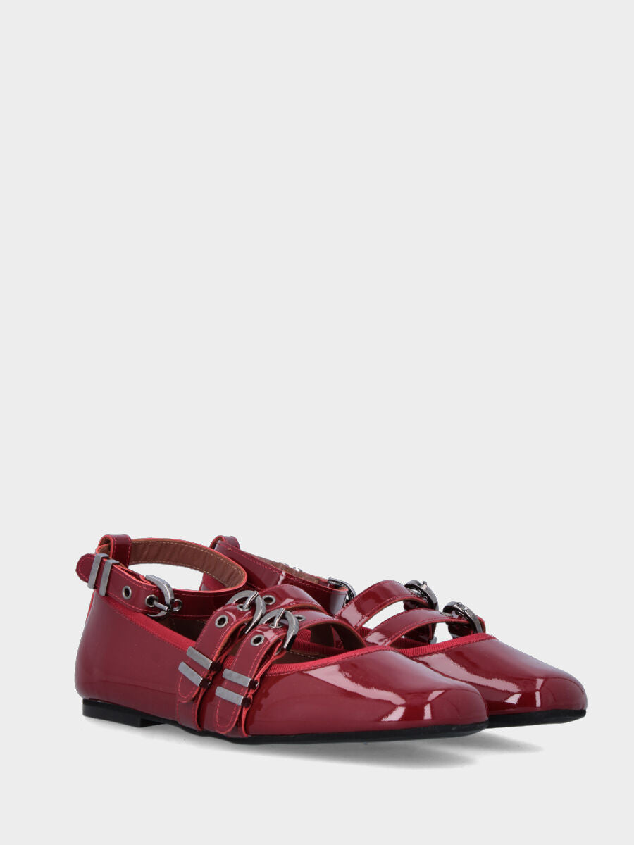 Sandalo monoblocco in vitello rosso con fascia ripiegata