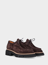 Stringata paraboot in camoscio testa di moro con gomma microporosa