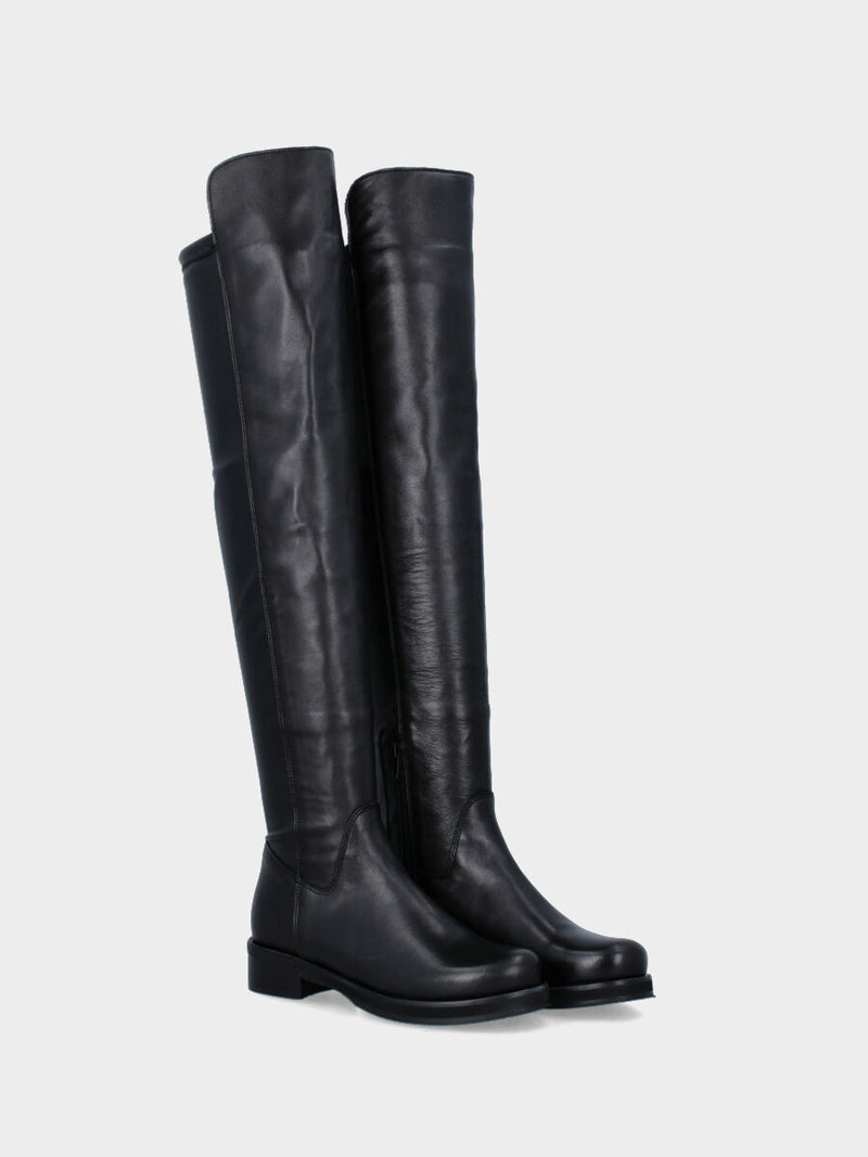 Stivale Weitzman in vitello nero con gambale sopra il ginocchio