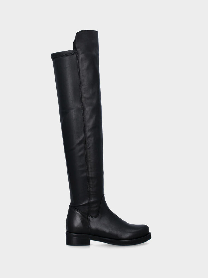 Stivale Weitzman in vitello nero con gambale sopra il ginocchio